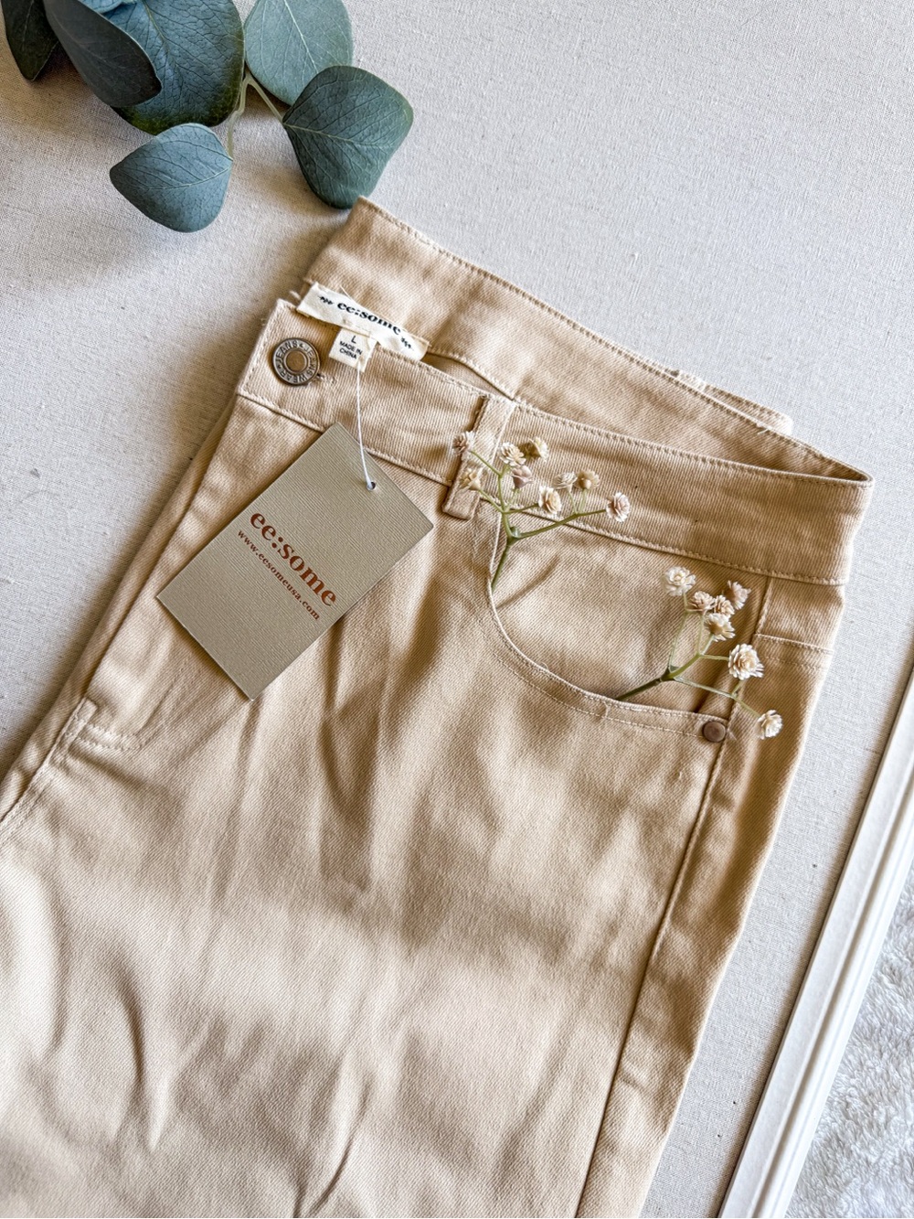 ee:some Tan Wide Leg Cropped High Rise Pants Size Large